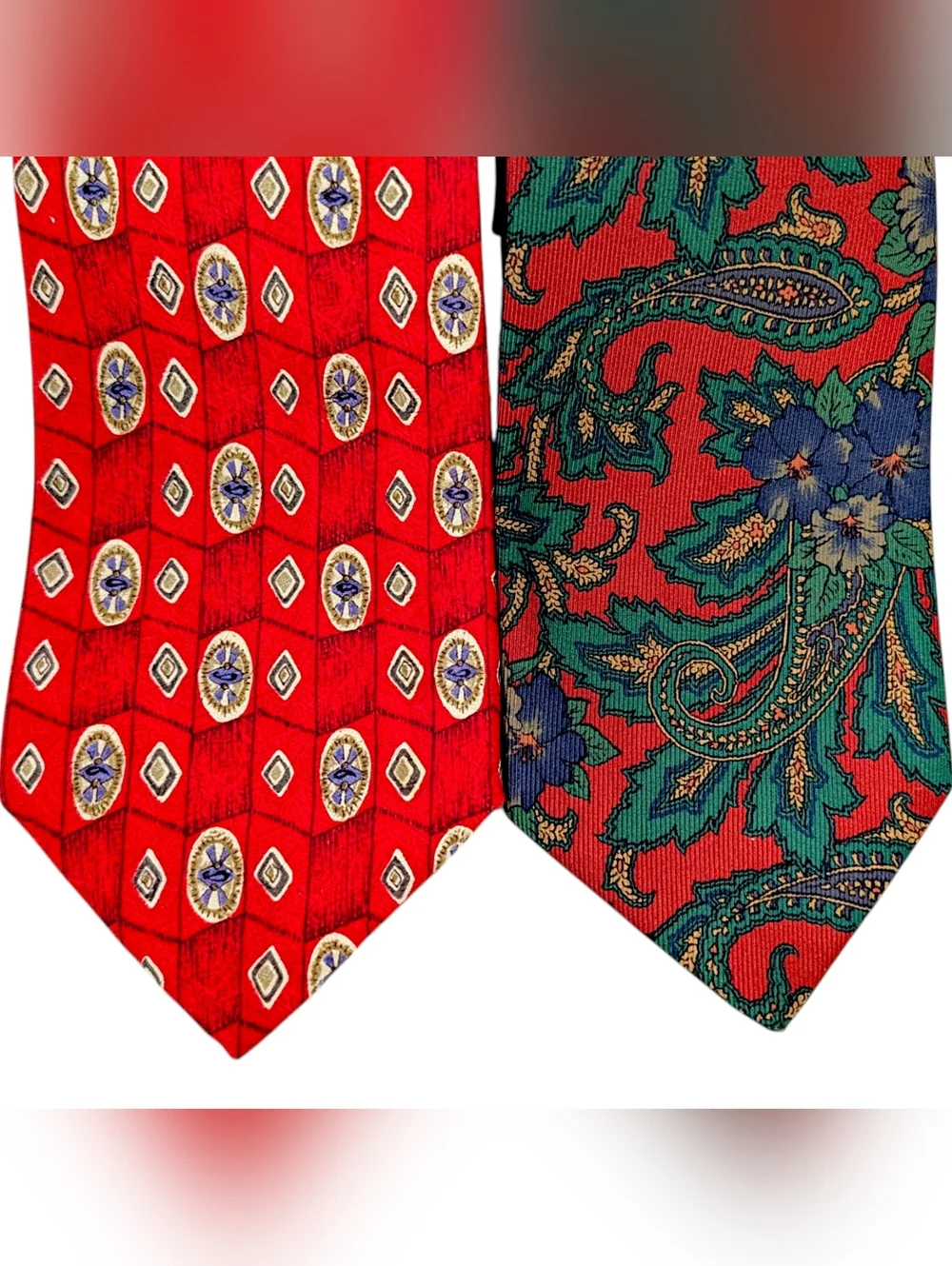 Robert Talbott Silk Tie Bundle Red Geometric Blue Green Paisley Madder Neckties